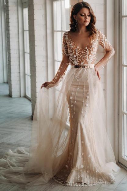 Schicke Hochzeitskleider Meerjungfrau Stil | Brautkleider mit Spitze