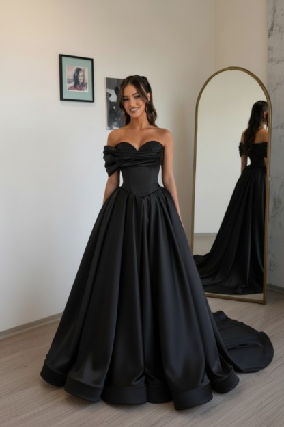 Schlichtes Abendkleid Lang Champagnergold Satin Ballkleid Günstig Online