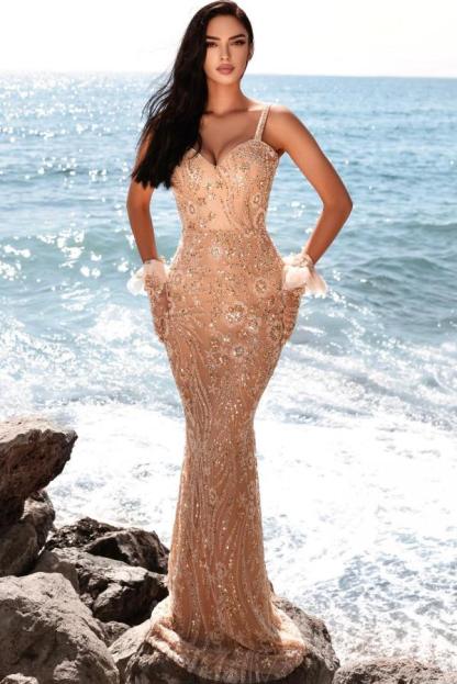 Designer Abendkleider Lang Glitzer | Luxus Abiballkleider Partykleider