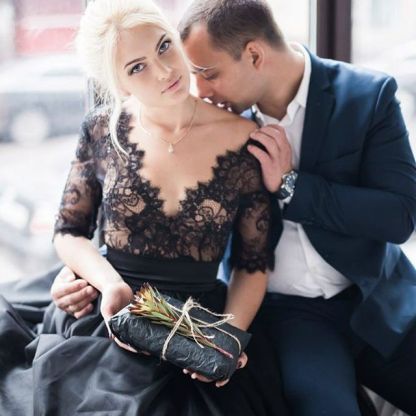 Elegante Abendkleider Schwarz Mit Spitze Ärmel Abendkleid Lang Günstig