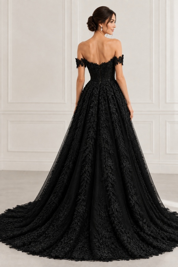 Vintage Brautkleider A Linie Spitze Schwarz Hochzeitskleider Online