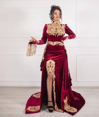 Weinrot Abendkleider Velvet | Abendkleid Lang Günstig Online