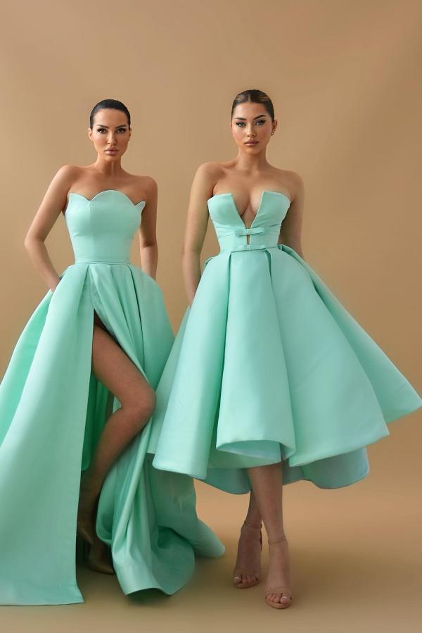 Mint Grün Cocktailkleider Partykleider Kurz Satin Abiballkleider Günstig-babyonlinedressde