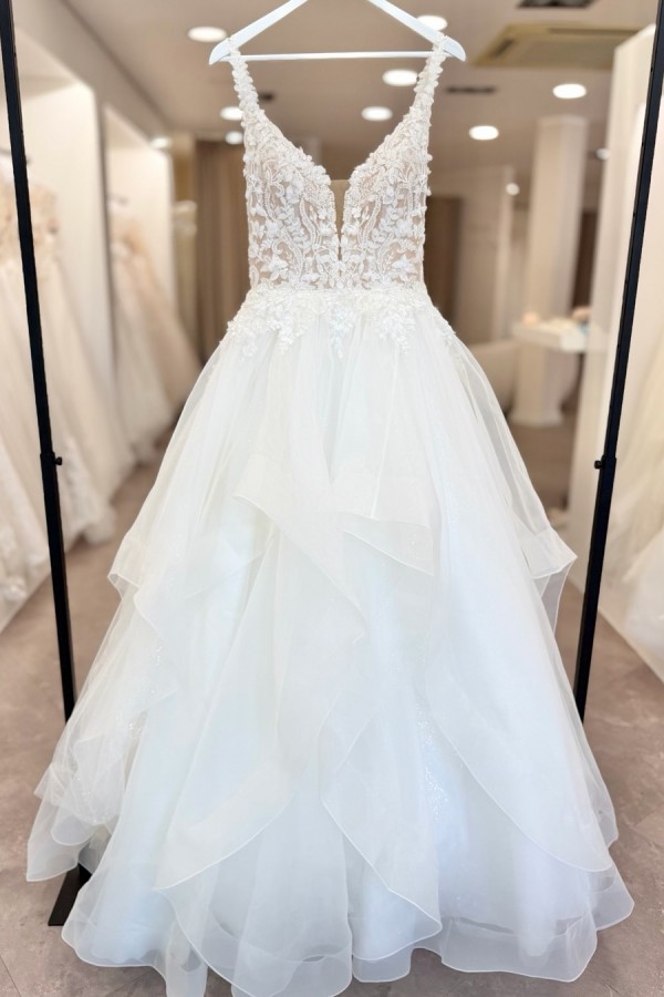 Wunderschöne Brautkleider A Linie Hochzeitskleid mit Spitze