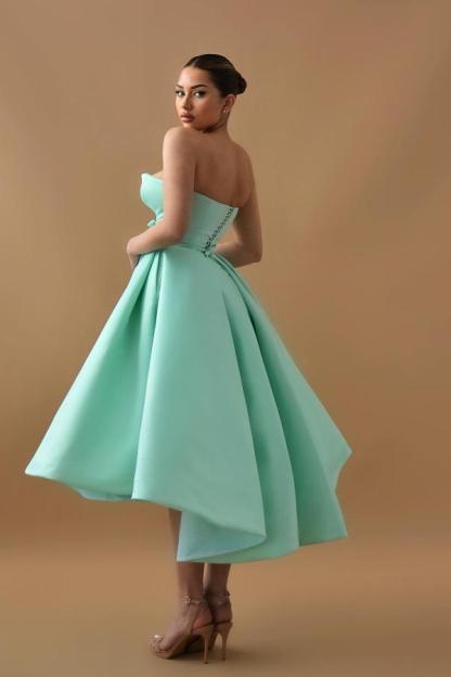 Mint Grün Cocktailkleider Partykleider Kurz Satin Abiballkleider Günstig-babyonlinedressde