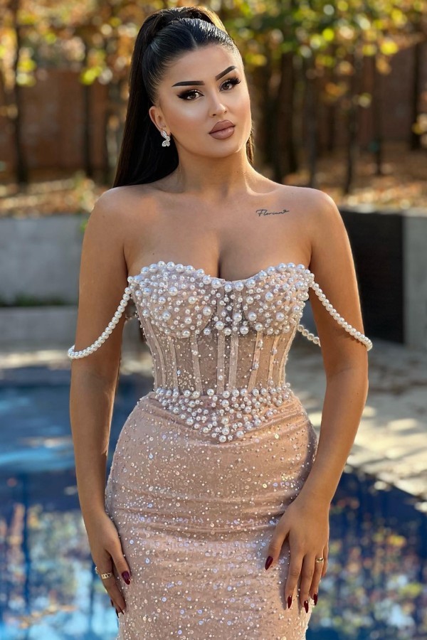 Champagner Abendkleider Lang Glitzer Ballkleider Abendmoden Online