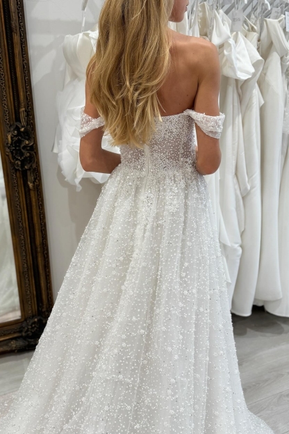 Modest Brautkleider A Linie Glitzer Spitze Hochzeitskleider Günstig