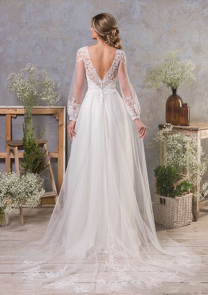 Boho Hochzeitskleider Mit Ärmel | A Linie Brautkleid Tüll