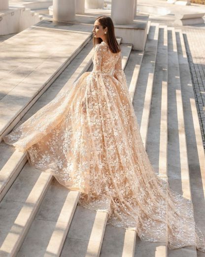 Schöne Brautkleider Prinzessin | Spitze Hochzeitskleider mit Ärmel