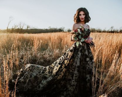 Elegante Brautkleider A Linie Spitze | Schwarze Hochzeitskleider Günstig