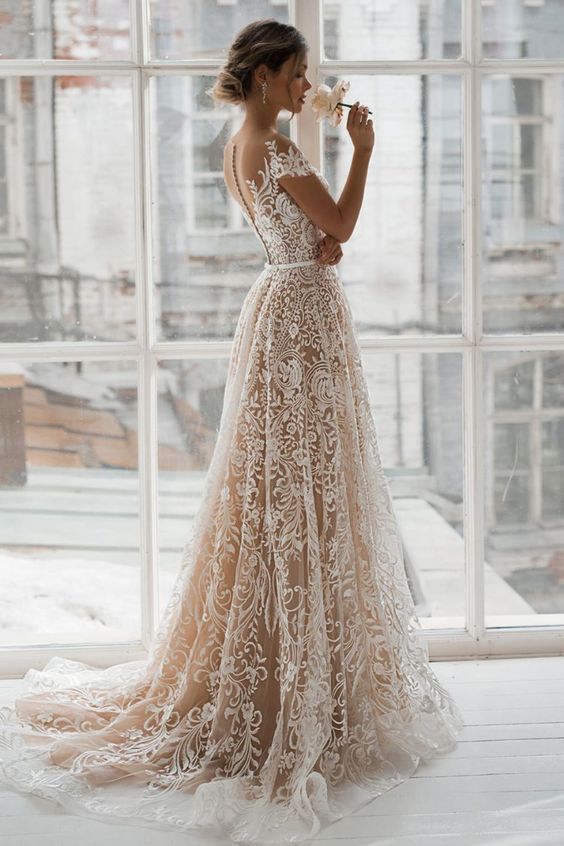 Designer Brautkleider A Linie | Spitze Hochzeitskleid Umstandmoden