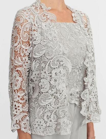 Elegante Brautmutterkleider Lang Günstig | 2 Teilig Brautmutterkleid mit Bolero
