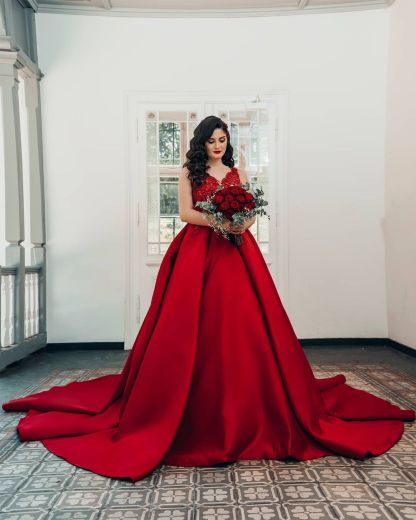 Rote Hochzeitskleider Prinzessin | Brautkleider Mit Spitze