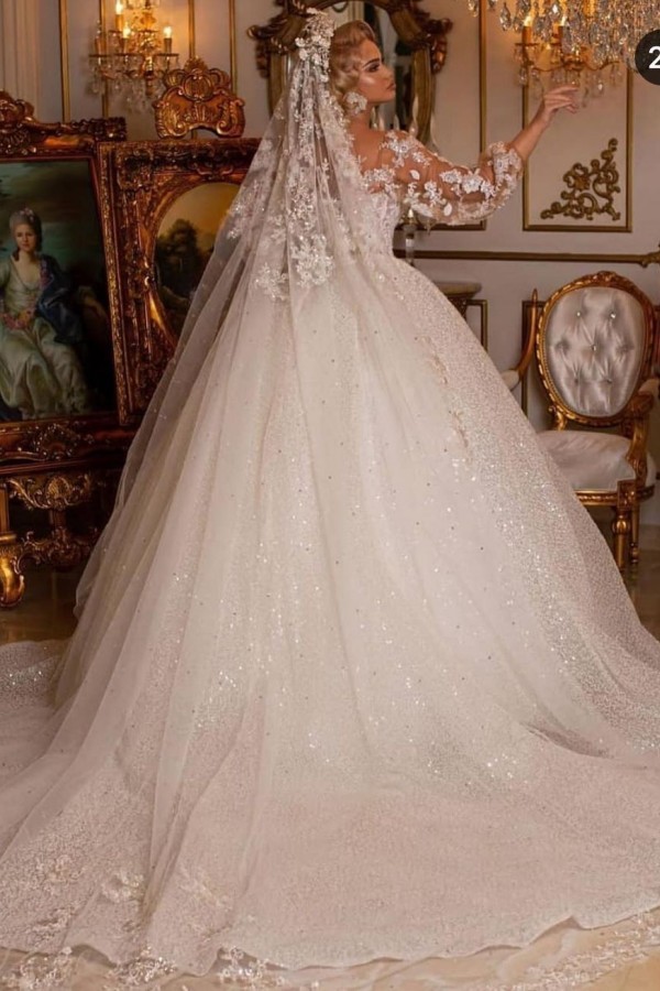 Designer Hochzeitskleider Schleier Spitze und Glitzer