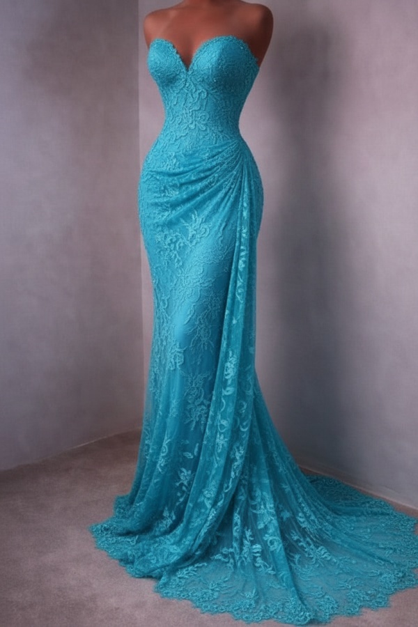 Rotes Abendkleid Lang Schlicht Spitze Ballkleider Günstig