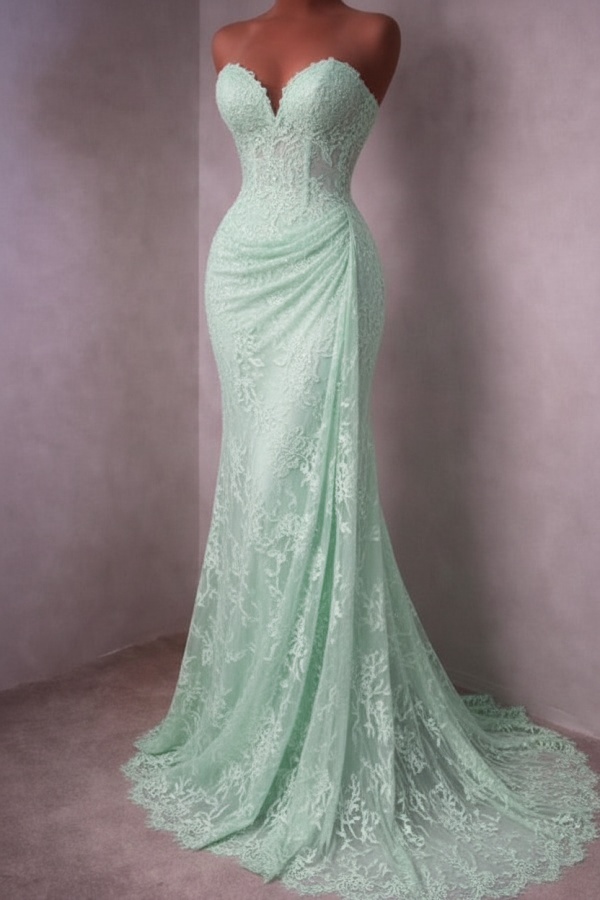 Rotes Abendkleid Lang Schlicht Spitze Ballkleider Günstig