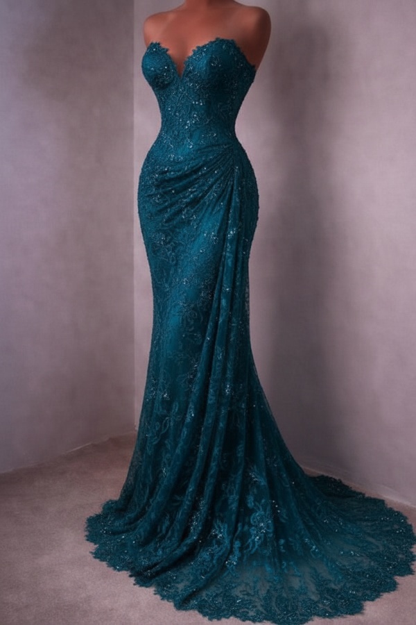 Rotes Abendkleid Lang Schlicht Spitze Ballkleider Günstig