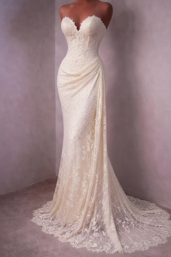 Rotes Abendkleid Lang Schlicht Spitze Ballkleider Günstig
