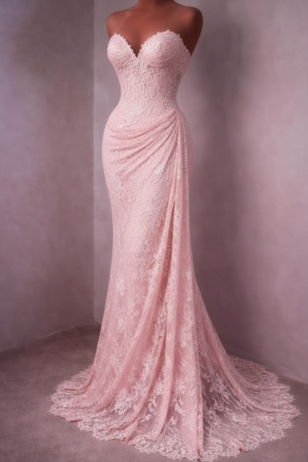 Rotes Abendkleid Lang Schlicht Spitze Ballkleider Günstig
