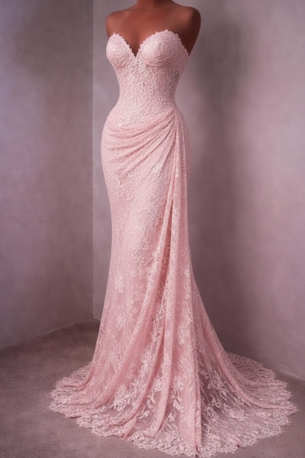 Rotes Abendkleid Lang Schlicht Spitze Ballkleider Günstig