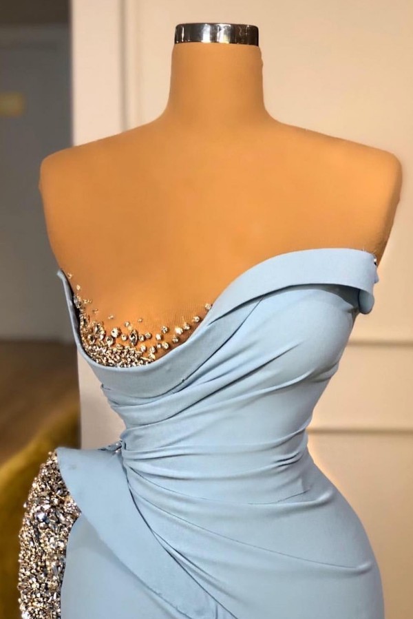 Dusty Blaue Ballkleider Schlicht Abendkleider Lang Günstig