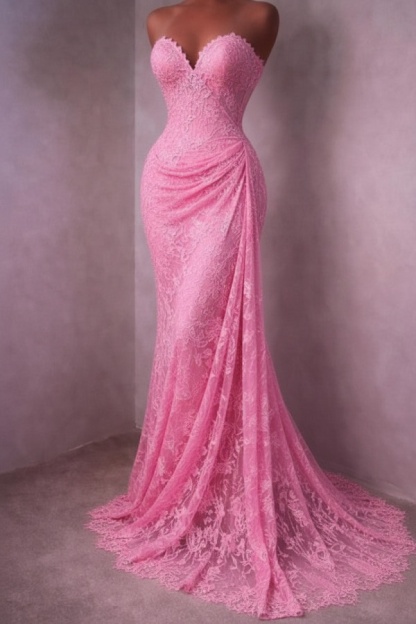 Rotes Abendkleid Lang Schlicht Spitze Ballkleider Günstig