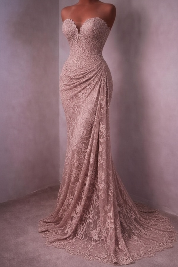 Rotes Abendkleid Lang Schlicht Spitze Ballkleider Günstig