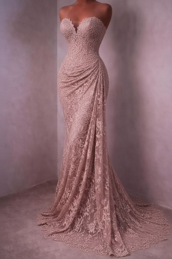 Rotes Abendkleid Lang Schlicht Spitze Ballkleider Günstig
