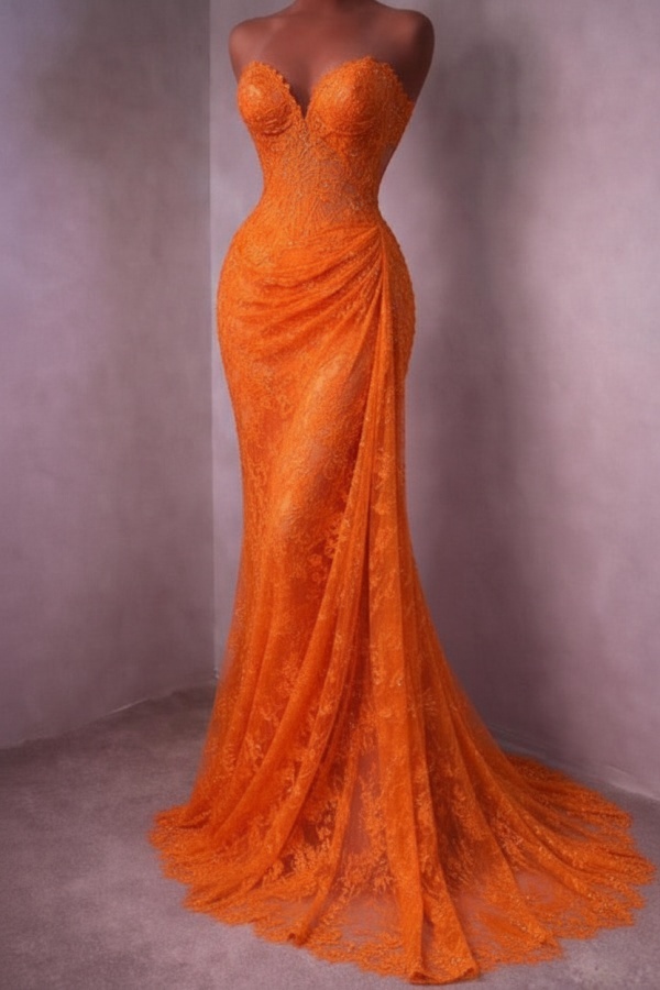 Rotes Abendkleid Lang Schlicht Spitze Ballkleider Günstig