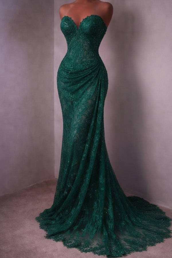 Rotes Abendkleid Lang Schlicht Spitze Ballkleider Günstig