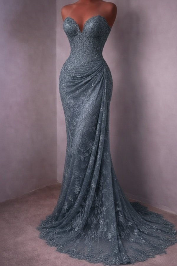 Rotes Abendkleid Lang Schlicht Spitze Ballkleider Günstig