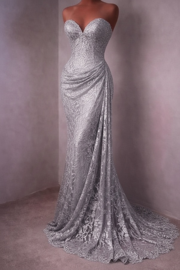 Rotes Abendkleid Lang Schlicht Spitze Ballkleider Günstig