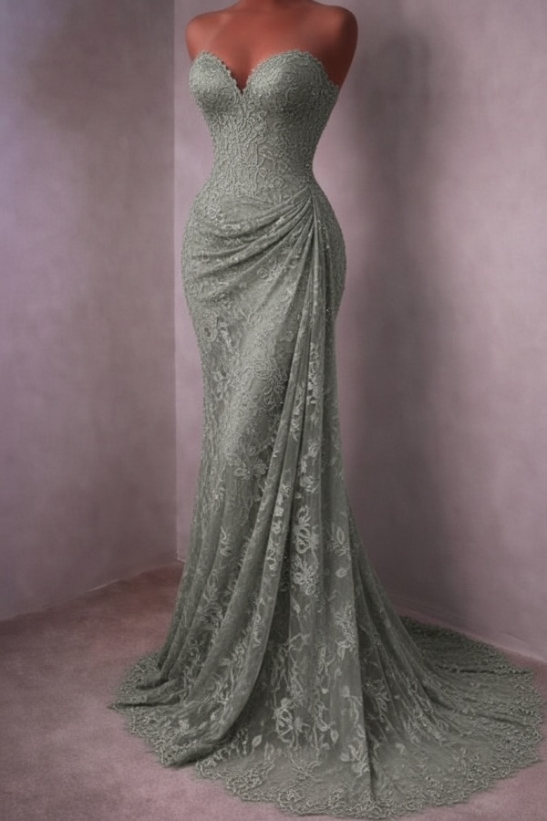 Rotes Abendkleid Lang Schlicht Spitze Ballkleider Günstig