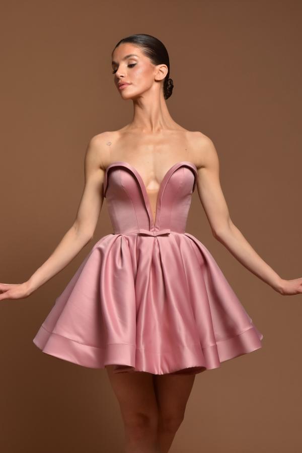 Dunsty Rosa Cocktailkleider Partykleider Kurz Satin Abiballkleider Online-babyonlinedressde