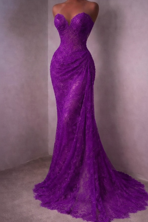 Rotes Abendkleid Lang Schlicht Spitze Ballkleider Günstig