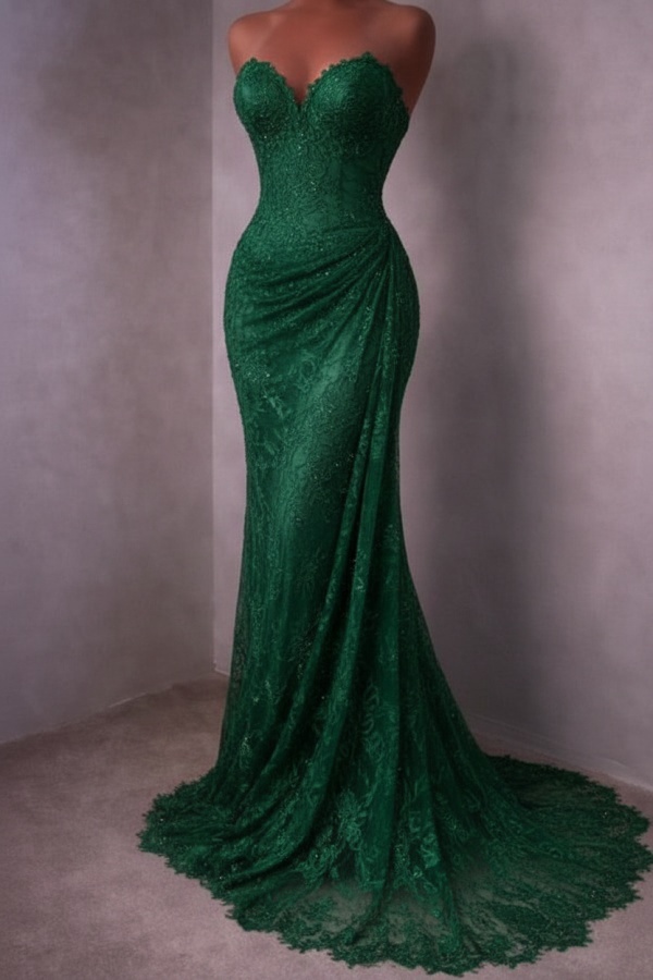 Rotes Abendkleid Lang Schlicht Spitze Ballkleider Günstig