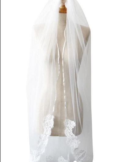 Designer Brautschleier Kurz Mit Spitze aus Tüll Kostenlos-babyonlinedressde