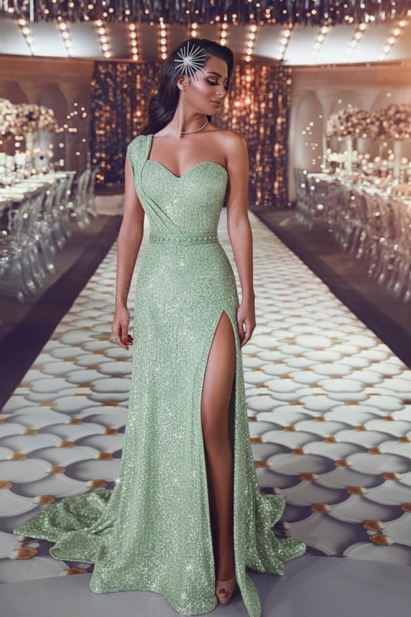 Luxus Abendkleid Gold Lang Pailletten Abiballkleider Abendmoden Online
