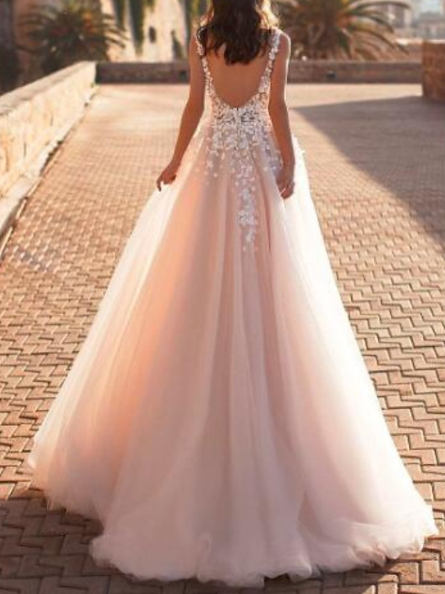 Designer Hochzeitskleider V Ausschnitt | Spitze Brautkleid A Linie