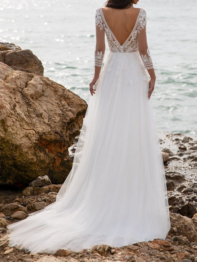 Fashion Brautkleider mit Ärmel | Etuikleider Hochzeitskleider mit Spitze