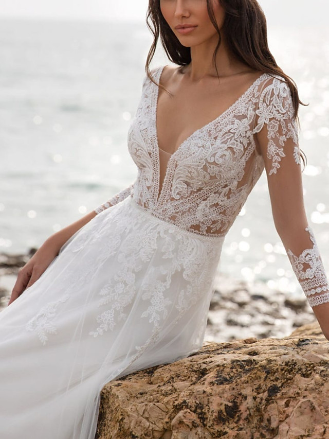 Fashion Brautkleider mit Ärmel | Etuikleider Hochzeitskleider mit Spitze
