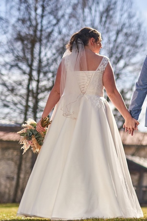 Schlichte Hochzeitskleider A Linie Spitze Brautkleider Große Größe-babyonlinedressde