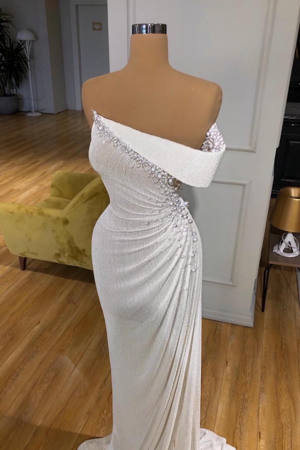 Vintage Ballkleider Lang Glitzer Weiße Abendmoden Online