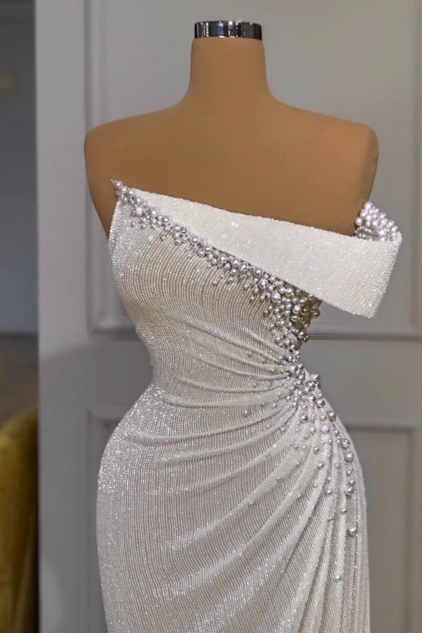 Vintage Ballkleider Lang Glitzer Weiße Abendmoden Online