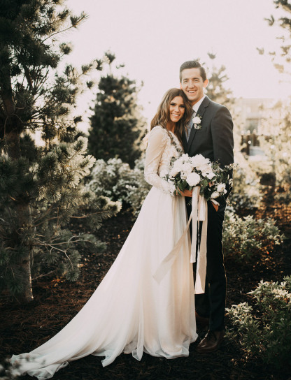 Modern Hochzeitskleid mit Ärmel | Spitze Brautkleider Schlicht