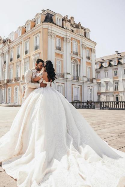 Prinzessin Hochzeitskleid mit Spitze | Brautkleider mit Ärmel