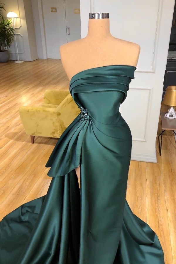 Dunkel Grüne Abendkleider Schlicht Ballkleider Lang Günstig