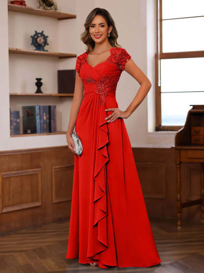 Schlichte Rosa Brautmutterkleider Chiffon Hochzeitsgäste Kleider Online