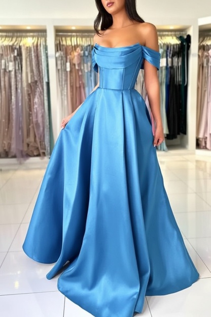 Simple Evening Dresses Long Cheap | Prom Dresses King Blue