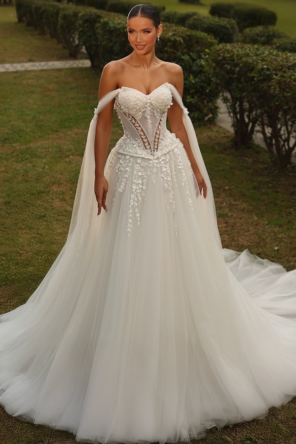 Designer Hochzeitskleider A Linie Tüll Brautkleider mit Spitze